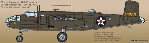 The 16th and last B-25 to fly off the USS Hornet... The crew was captured by the Japanese